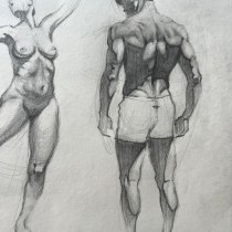 Desenho de poses em movimento. Fine Arts, Sketching, Pencil Drawing, Drawing, and Realistic Drawing project by Eduardo Busin Fernandes - 03.17.2024