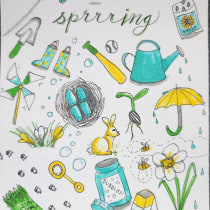 Spring doodles, haiku, and Coldplay. Traditional illustration, Lettering, Drawing, H, and Lettering project by Laura Gauthier - 03.17.2024