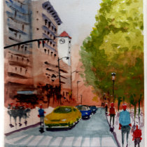 My project for course: Urban Landscapes in Watercolor. Fine Arts, Watercolor Painting, and Architectural Illustration project by Tom Parks - 03.25.2024