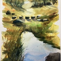 My project for course: Natural Landscapes in Watercolor. Un proyecto de Bellas Artes, Pintura y Pintura a la acuarela de Sonia Maltais - 07.04.2024