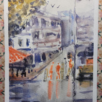 My project for course: Urban Landscapes in Watercolor. Fine Arts, Watercolor Painting, and Architectural Illustration project by Molli Woodtagger - 04.21.2024