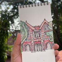 My project for course: Expressive Architectural Sketching with Colored Markers. Architecture, Fine Arts, Sketching, Drawing, Architectural Illustration, Sketchbook & Ink Illustration project by safanaabubaker786 - 05.03.2024