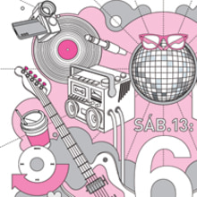 Ilustración para el flyer del aniversario de Lalola Club. Un proyecto de Diseño de Laura Asensio - 01.03.2010