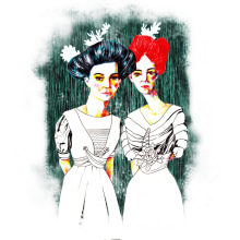 Sisters. Ilustração tradicional projeto de Isabel García Montesinos - 04.09.2010