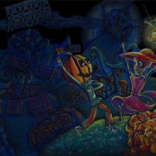 Catrina vs Pumpkin king. Traditional illustration project by Patricia Fornos - 02.17.2011