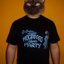 Camiseta promocional del grupo Moondogs Blues Party. Design, and Traditional illustration project by Aurora Cascudo Román - 03.27.2011
