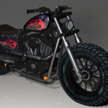 Harley Davidson 3D "Iron Guerrilla". Un proyecto de Diseño, Ilustración tradicional y 3D de Javier Gamero Sánchez - 15.03.2012