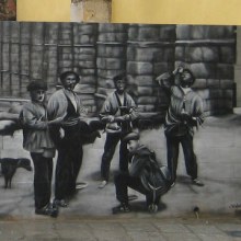 Murales de escenas costumbristas de los años 30 y 40. Design e Ilustração tradicional projeto de Graffiti Media - 30.03.2012