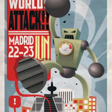 Cartel Other Worlds Attack. Ilustração tradicional projeto de Alvaro Portela Martínez - 12.04.2012