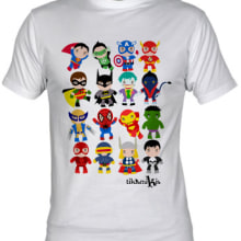 Camiseta Superheroes. Design e Ilustração tradicional projeto de Patricia Vilches - 07.11.2012