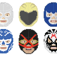 Lucha Libre pixel-portraits.. Traditional illustration, Film, Video, and TV project by Tom Major - 12.27.2012