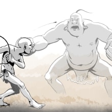 David y Goliat. Traditional illustration, Film, Video, and TV project by Ricardo González Vilar - 01.21.2013