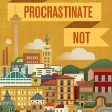 Nada de procrastinar!. Ilustração tradicional projeto de John Salinero - 07.03.2013