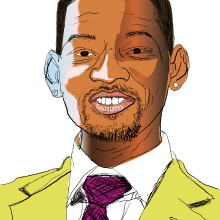 Caricatura Will Smith pintada. Traditional illustration project by María Yuste - 05.02.2013