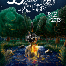 Cartel 35 Semana Internacional de Cine de Autor (Fonmiña). Un proyecto de Ilustración tradicional y Publicidad de Adrián Izquierdo - 07.06.2013