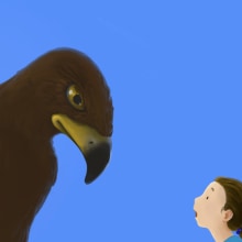 Hablando con la señora águila. Traditional illustration project by Shiru CM - 06.19.2013
