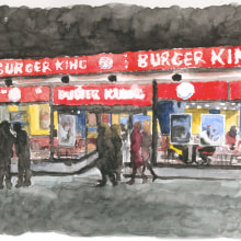 Burger King. Ilustração tradicional projeto de Diana Lores Nieto - 24.06.2013