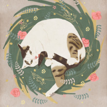 Grooming cat. Traditional illustration project by Sara Olmos - 07.21.2013
