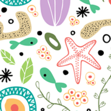 Sea plants pattern. Design, and Traditional illustration project by Alejandra Morenilla - 08.28.2013