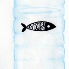 Fishes and bottles. Design, and Traditional illustration project by Alejandra Morenilla - 08.29.2013