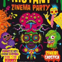 Mutant Zinema Party. Un proyecto de Diseño, Ilustración tradicional y Publicidad de Leone - 09.09.2013