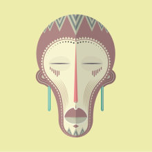 Máscaras africanas. Design e Ilustração tradicional projeto de choke - 17.09.2013