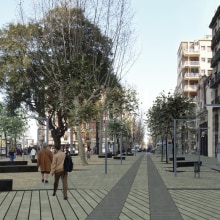 Proyecto urbanización del barrio de Poble Sec en Barcelona. Instalações, e 3D projeto de Paris Alfonso Iserte - 25.09.2013