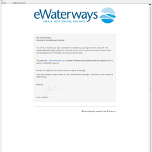 eWaterways API approved mail. Design & IT project by alberto Ibáñez - 10.30.2013