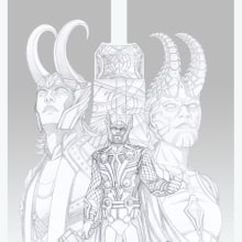 Thor and the Jötunheim rulers. Ilustração tradicional projeto de Fernando Cano Zapata - 14.05.2013