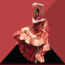 Flamenco triangular. Traditional illustration project by Fco Javier Roman Martinez - 10.09.2013