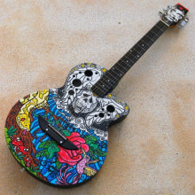 Acoustic Guitar Custom (hand painted) POSCA coloured.. Ilustração tradicional projeto de Miguel Bueno Herrero - 16.12.2013