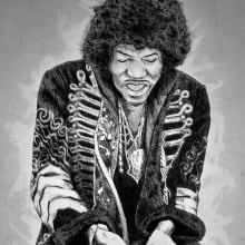 Hey, Jimi!. Traditional illustration, and Advertising project by Javier Calderón Farrugia - 07.24.2012