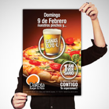 Cartel aniversario Dakota. Design, Advertising, Events, Cooking, and Graphic Design project by Emilio Sánchez Coloma - 01.27.2014