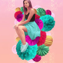 Pom poms flower. Photograph, Art Direction, Graphic Design, Photograph, and Post-production project by Teresa Guillem Tanco - 02.03.2014