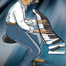 Piano Man. Traditional illustration project by jordi esteve zapata - 02.15.2014