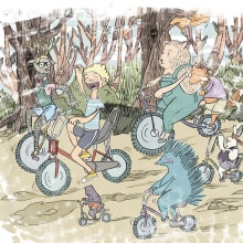 Riding in the forest. Ilustração tradicional projeto de Señor Rosauro - 20.02.2014