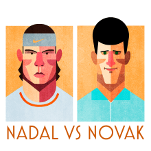 Nadal vs Nole. Traditional illustration project by Sergio Casado González - 02.26.2014