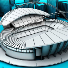 Modelo 3D de estadio.  FX Fútbol 1.0. Un proyecto de 3D de Manuel Moreno Vela - 27.02.2014