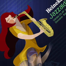 Propuesta de cartel para Jazzaldia 2014. Ilustração tradicional projeto de Alejandra Eng - 03.03.2014