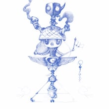 Robots. Traditional illustration project by Óscar Lloréns - 03.10.2014