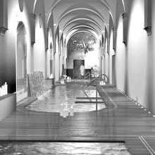 Balneario Monasterio de piedra. Un proyecto de 3D, Arquitectura interior y Diseño de interiores de Aitor Hernández Gómez - 12.03.2014