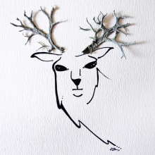 Cuernos de ciervo. Ilustração tradicional projeto de Elvira Rojas - 12.03.2014