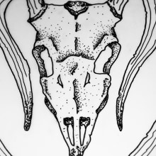 Deer skull tattoo. Traditional illustration project by Killian López - 04.13.2014