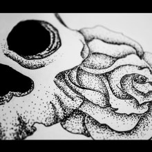Rose&skull tattoo. Ilustração tradicional projeto de Killian López - 13.02.2014