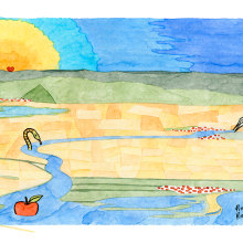 El riu que vam aprendre a estimar. Traditional illustration, Fine Arts, and Painting project by Pitu Pitarch - 04.29.2014