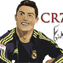 Cristiano Ronaldo. Ilustração tradicional projeto de Erick Miguel Martínez Ortega - 04.05.2014