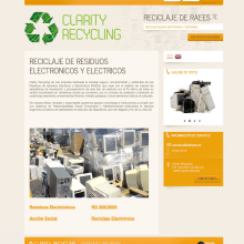 Clarity Recycling - Página a medida desarrollada para empresa especializada en el tratamiento y reciclaje de Residuos de Aparatos Eléctricos y Electrónicos (RAEEs) . Design, and Education project by Color Vivo Internet - 03.01.2014