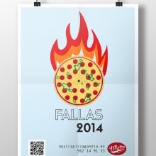 Poster promocional pizzería. Advertising, and Graphic Design project by Andrea Mestre - 06.03.2014