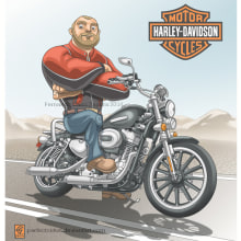 Harley Davidson Biker. Ilustração tradicional projeto de Fernando Cano Zapata - 06.06.2014
