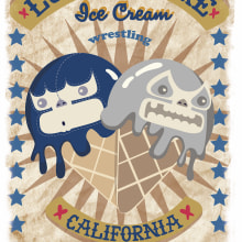 ice cream wrestling (mexican kawaii style). Traditional illustration project by jeannifer pons - 06.10.2014